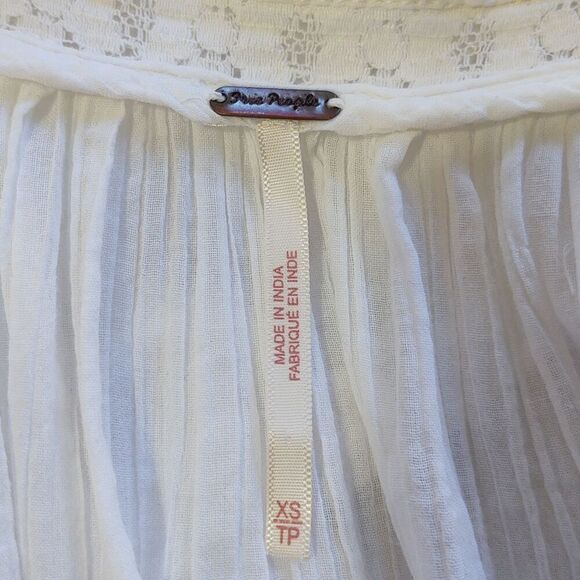 Free People White Cotton Button Front Baby Doll with Pockets XS - Picture 4 of 6